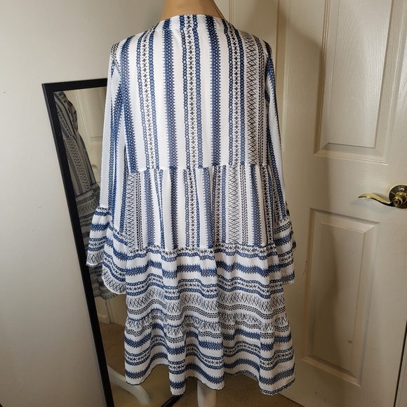 Source Unknown - Blue and White Striped Babydoll Style Dress, Size M - Picture 6 of 7